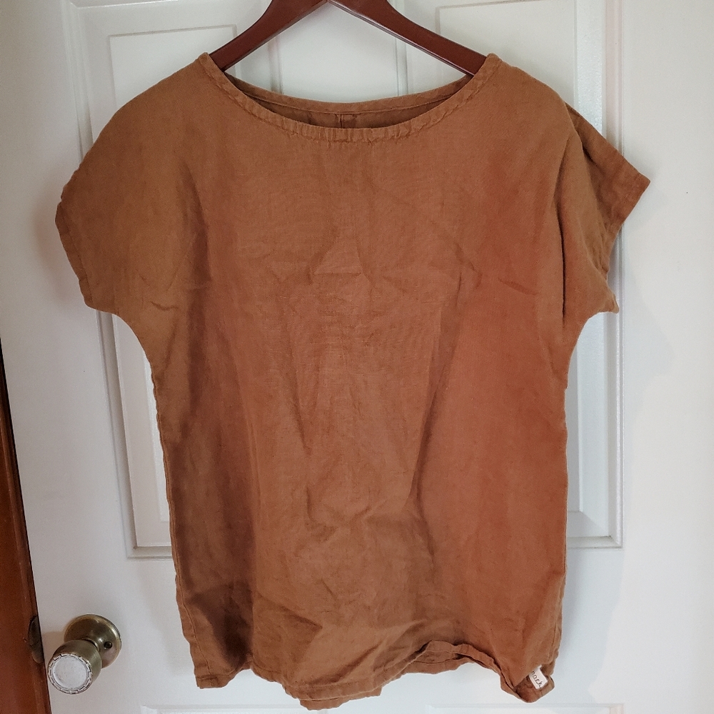 Knock knock linen size small golden brown shirt